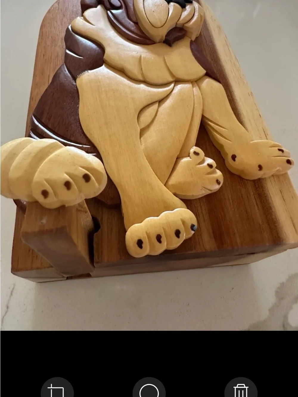 Handcrafted Wooden Dog Puzzle Box - Natural & Dark Wood